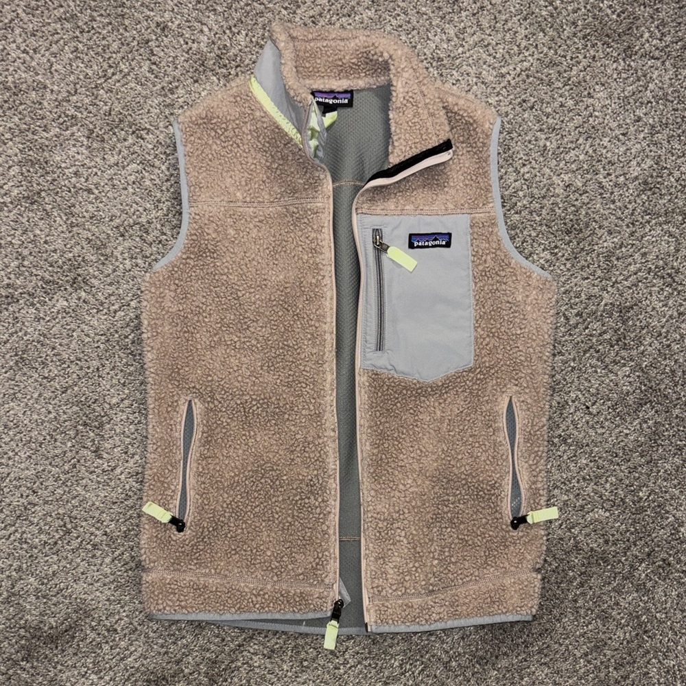Patagonia Retro Pile Fleece Vest - Tan and Gray
